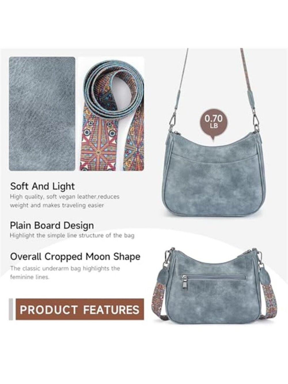 Trendy Leather Crossbody Purse with Adjustable Strap Women's Shoulder - Picture 4 of 6